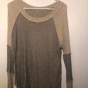 Long Sleeve Waffle Knit Scoop Neck Tee